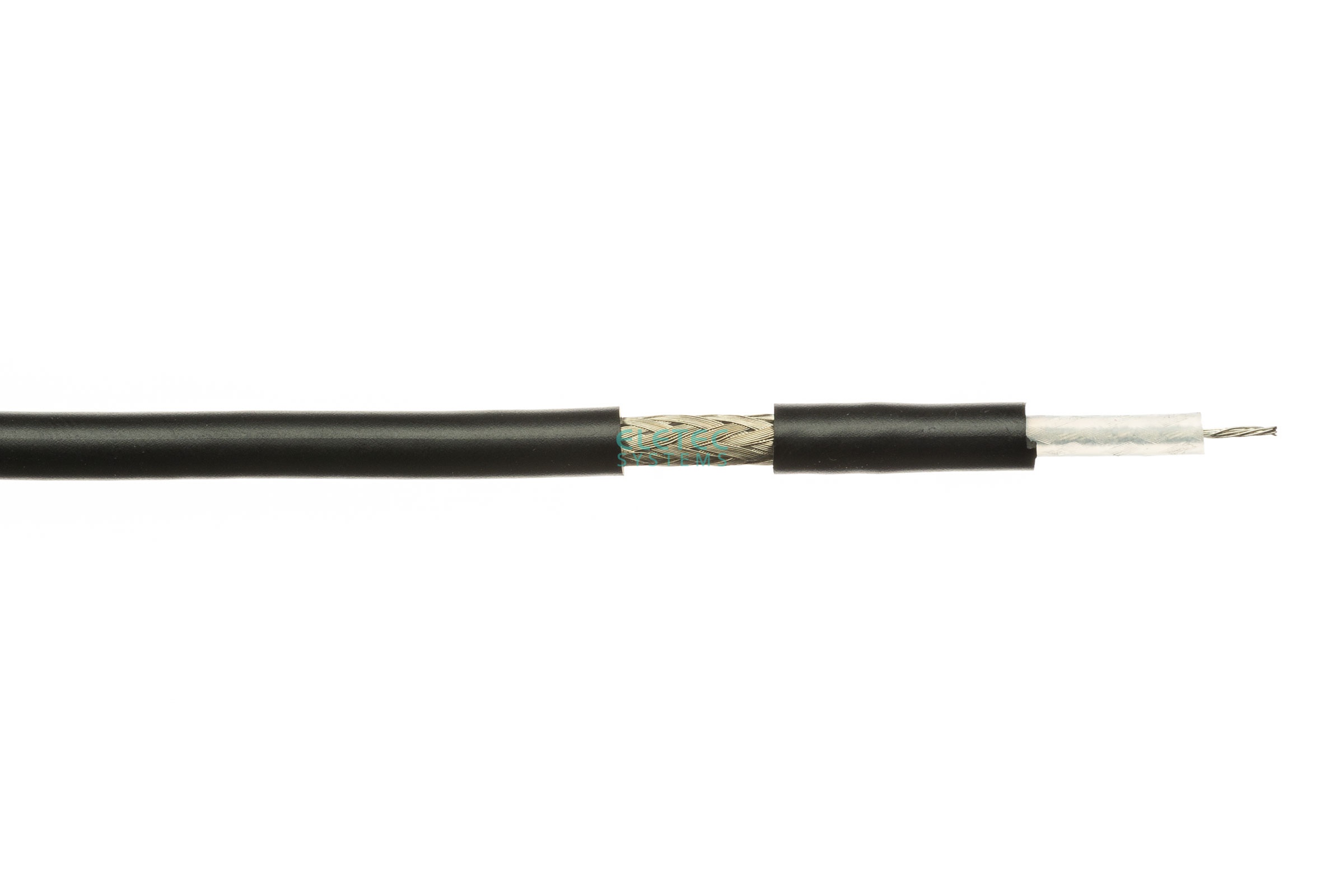 Кабель коаксиальный ЭЛЕТЭК RG-58 C/U MIL17 50 Ом, экран 64%, черный, 100 м